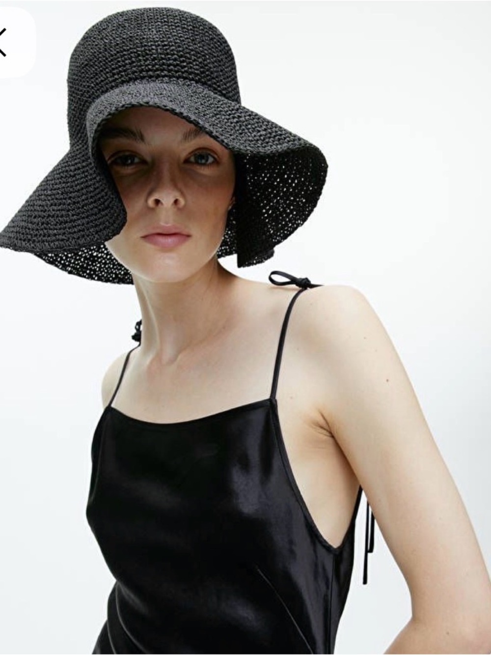 ARKET Black Wide-Brim Crochet Sun Hat - Women's Summer Accessory